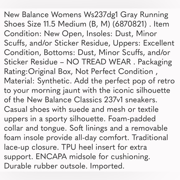 New Balance: NWB Grey 237- Women’s - Picture 6 of 6